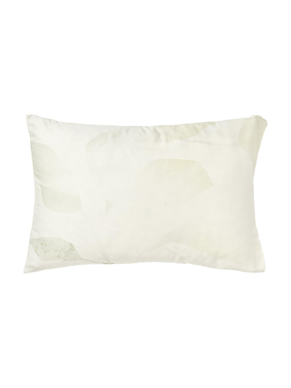 Funda de almohada de satén estampada Marino, Beige, tonos verdes, An 45 x L 110 cm