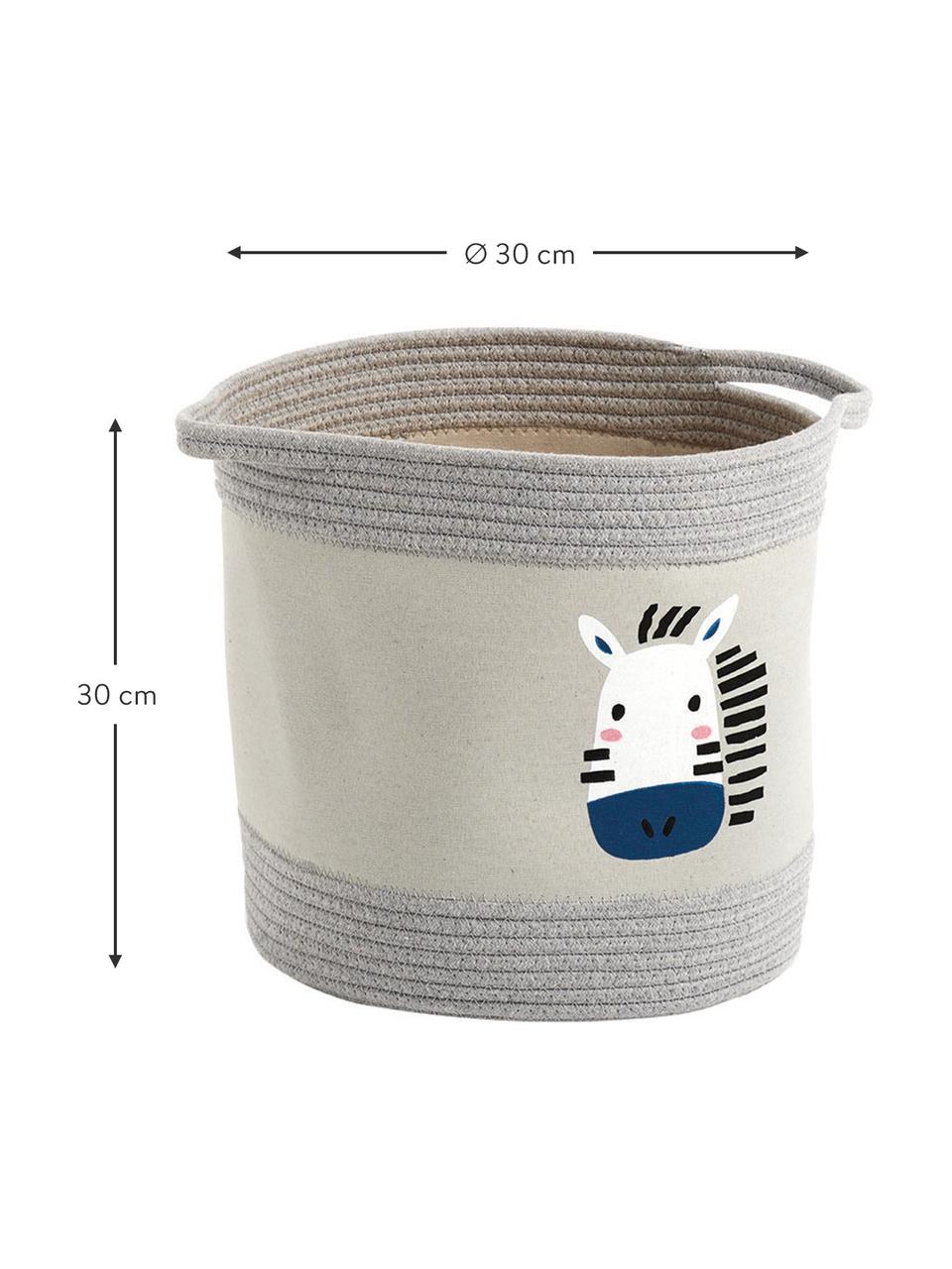Skladovací koš Zebra, 90 % polyester, 10 % bavlna, Šedá, bílá, modrá, Ø 30 cm, V 30 cm