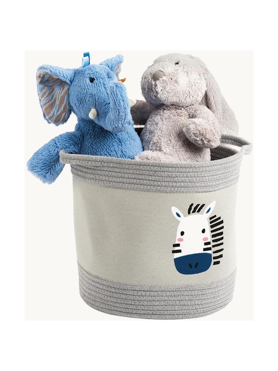 Panier de rangement enfant Zebra, 90 % polyester, 10 % coton, Tons gris, multicolore, Ø 30 x haut. 30 cm