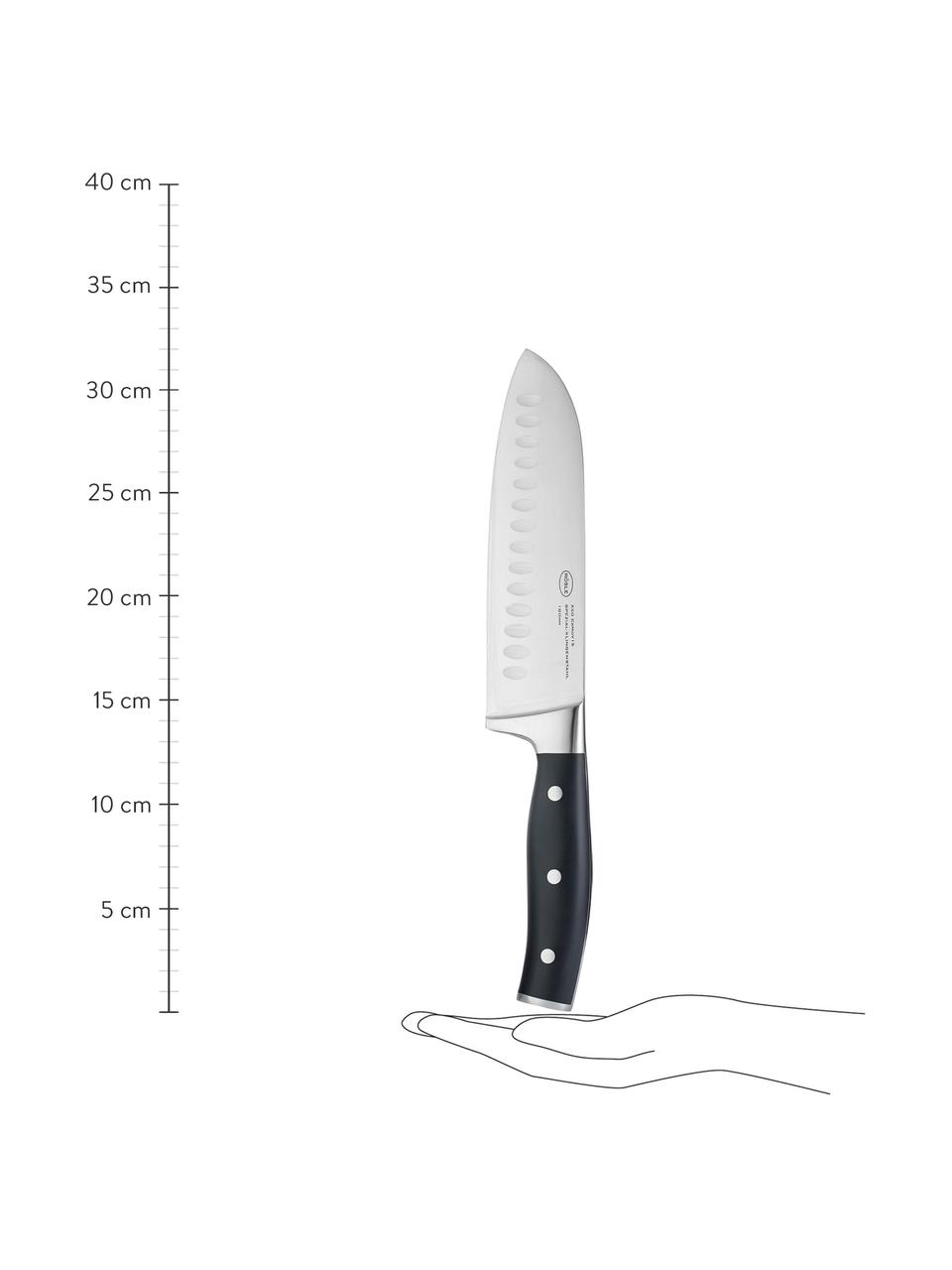 Couteau Santoku Tradition, Couleur argentée, noir, long. 32 cm