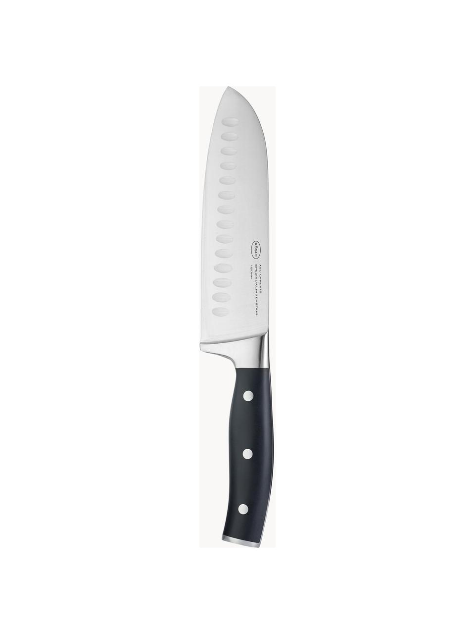 Cuchillo santoko Tradition, Plateado, negro, L 32 cm