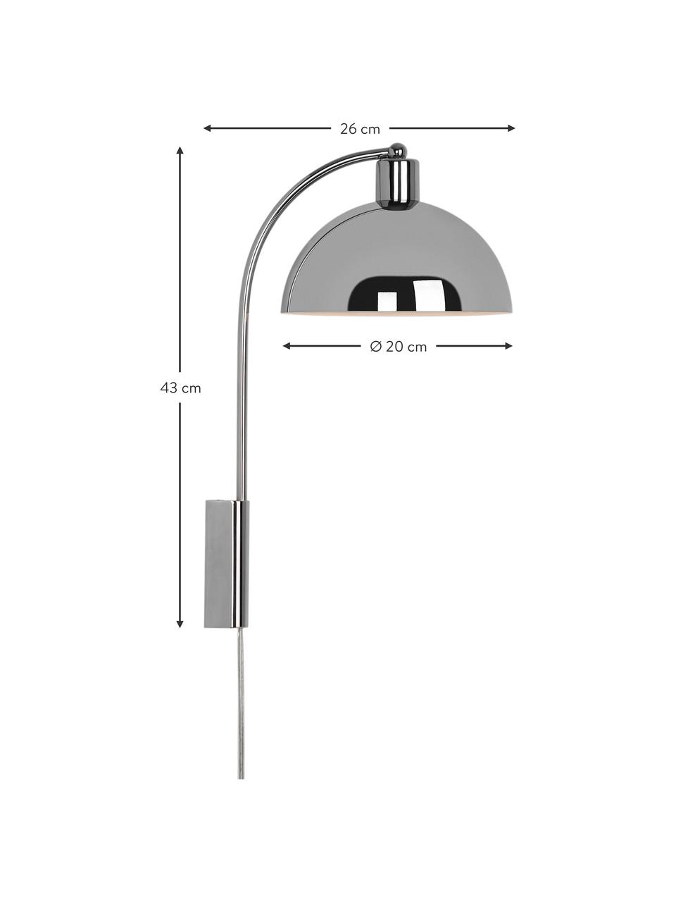 Grote wandlamp Ellen met stekker, Glanzend zilverkleurig, D 26 x H 43 cm