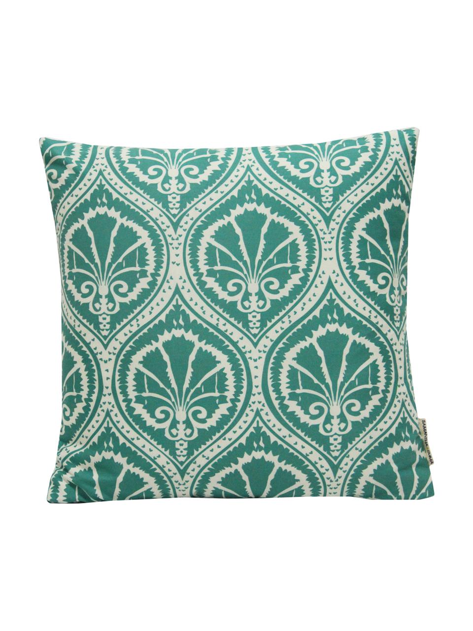 Housse de coussin imprimé ethno Sophie, Blanc, vert