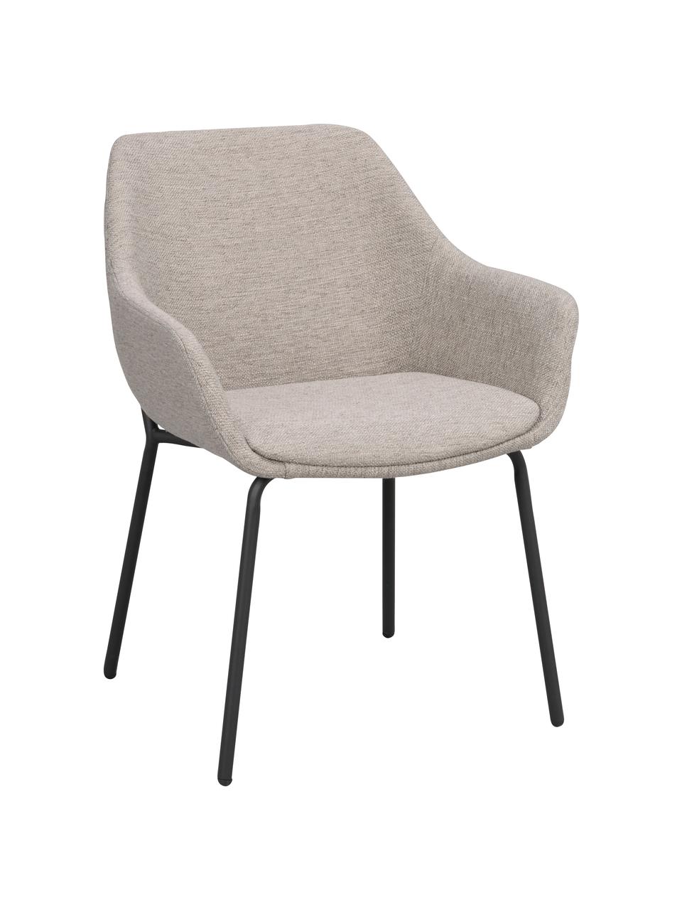 Krzesło tapicerowane z metalowymi nogami Haley, Tapicerka: 100% polipropylen, Stelaż: drewno warstwowe, Nogi: metal powlekany, Szarobeżowy, czarny, S 59 x G 61 cm