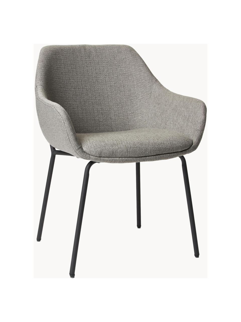Krzesło tapicerowane z metalowymi nogami Haley, Tapicerka: 100% polipropylen, Stelaż: sklejka, Nogi: metal powlekany, Beżowoszara tkanina, S 59 x G 61 cm