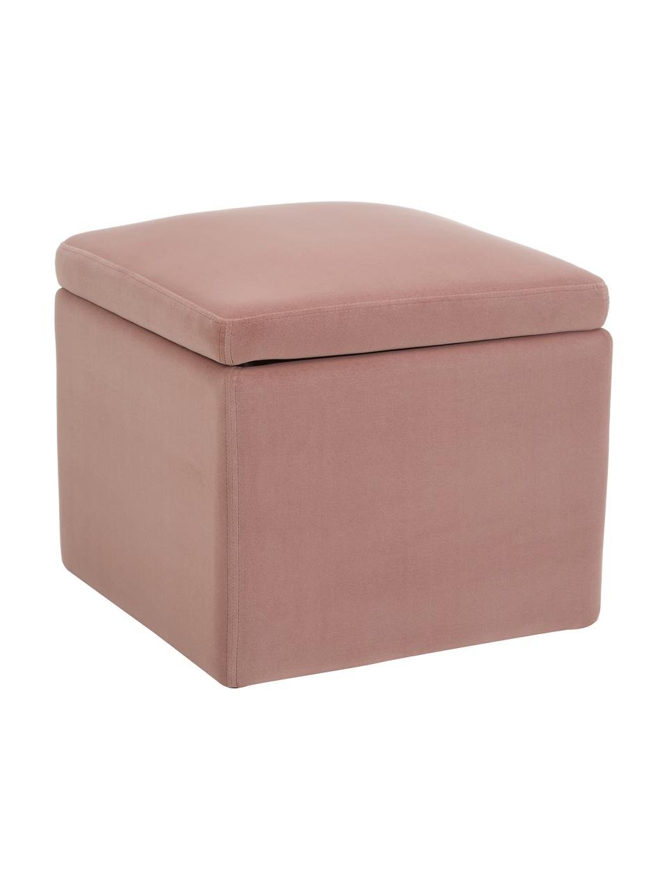 Pouf contenitore in velluto rosa Winou, Rivestimento: velluto (poliestere) Il r, Velluto rosa, Larg. 50 x Alt. 48 cm