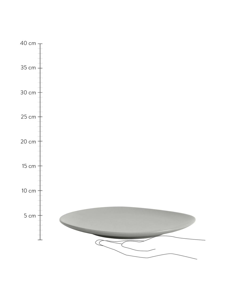 Keramische dinerborden Refine mat grijs in organische vorm, 4 stuks, Keramiek, Grijs, Ø 28 cm