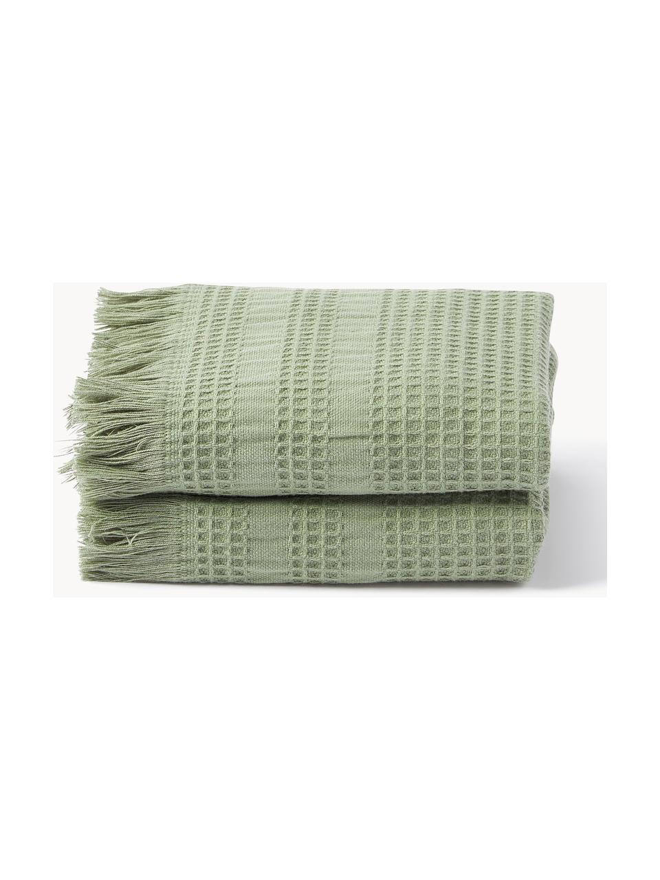 Ręcznik z piki waflowej Yara, różne rozmiary, Oliwkowy zielony, Ręcznik, S 50 x D 100 cm, 2 szt.