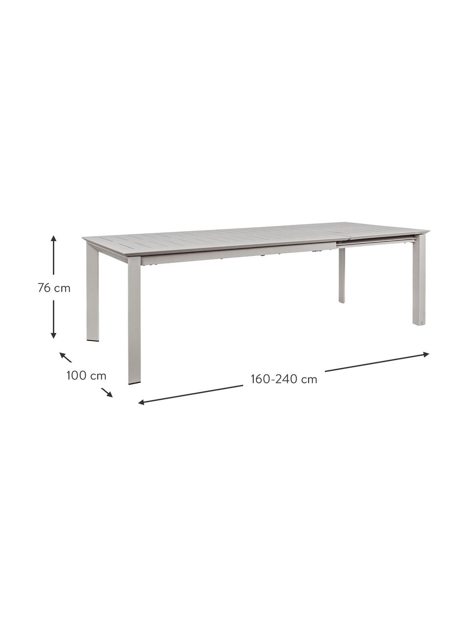 Table extensible de jardin Konnor, 160 - 240 x 100 cm, Gris clair, larg. de 160 à 240 x prof. 100 cm