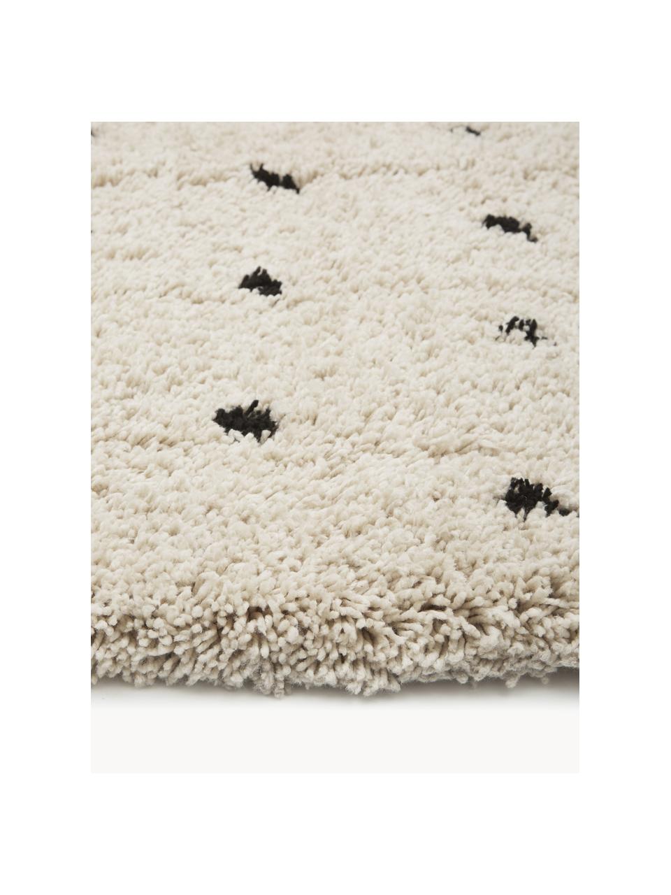 Flauschiger Hochflor-Teppich Ayana, gepunktet, Flor: 100 % Polyester, Hellbeige, Schwarz, B 300 x L 400 cm