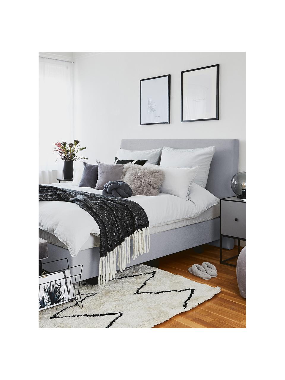 Cama matrimonial Premium Eliza, Patas: madera de haya maciza pin, Gris, 200 x 200 cm