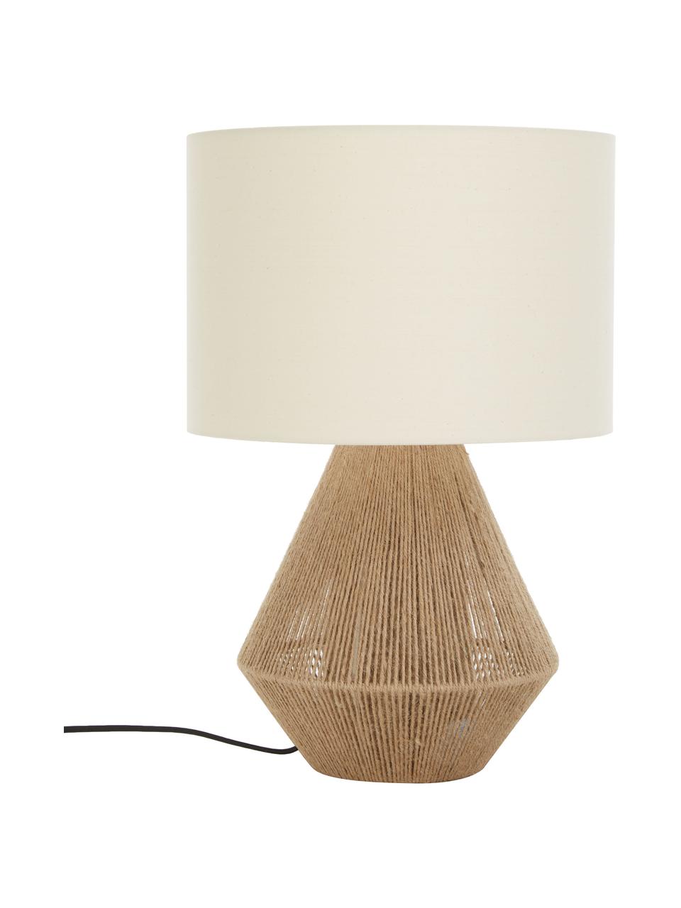 Lampa stołowa z juty Cecillia, Stelaż: metal malowany proszkowo, Brązowy, biały, Ø 32 x W 48 cm