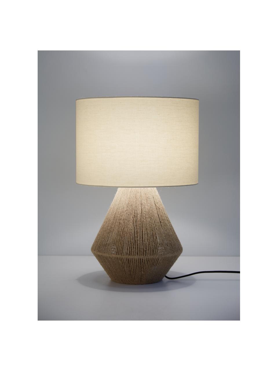 Lampada da tavolo in juta Cecillia, Paralume: tessuto, Marrone, bianco, Ø 32 x Alt. 48 cm