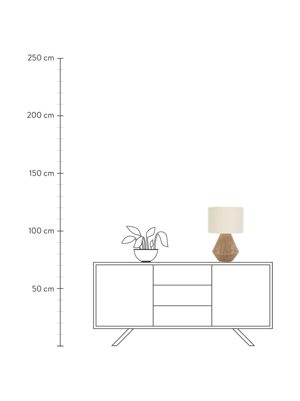 Lámpara de mesa de yute Cecillia, estilo boho, Pantalla: tela, Cable: cubierto en tela, Marrón, blanco, Ø 32 x Al 48 cm