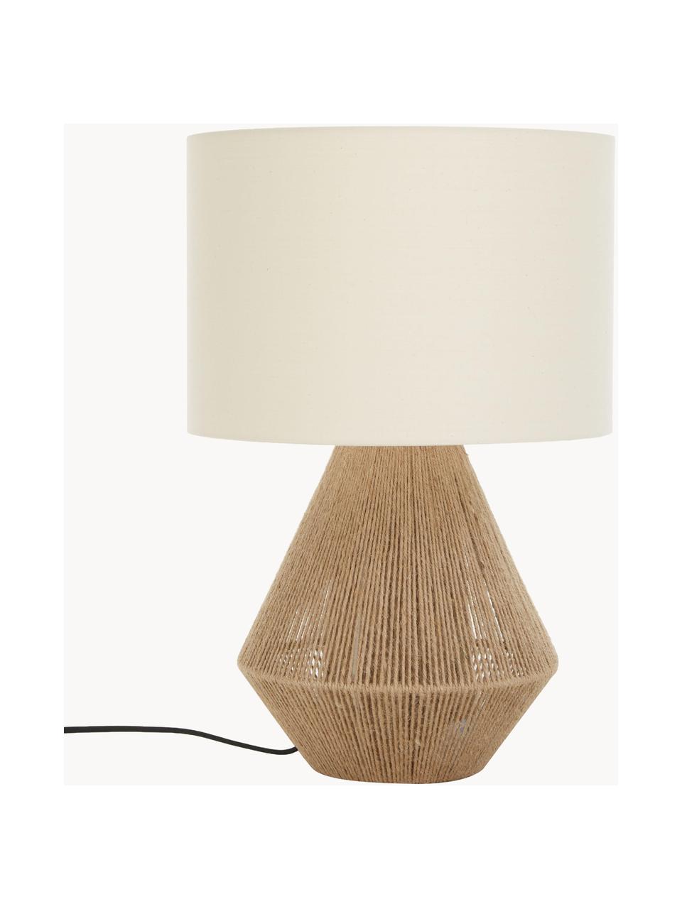 Stolová lampa z juty Cecillia, Svetlohnedá, biela, Ø 32 x V 48 cm