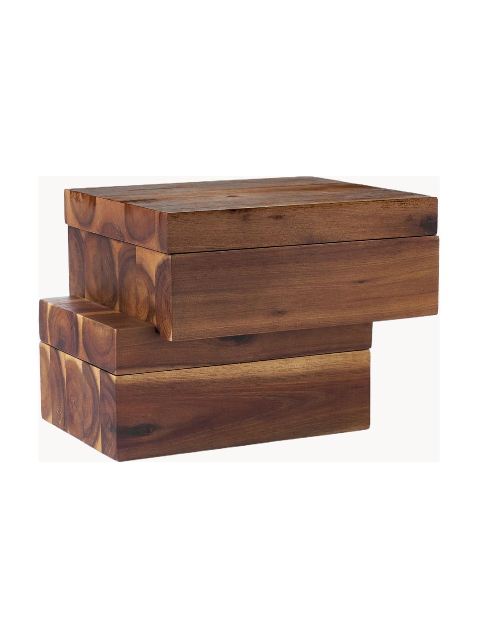 Boîtes à épices en bois d'acacia Wood, 7 élém, Bois foncé, Lot de tailles variées