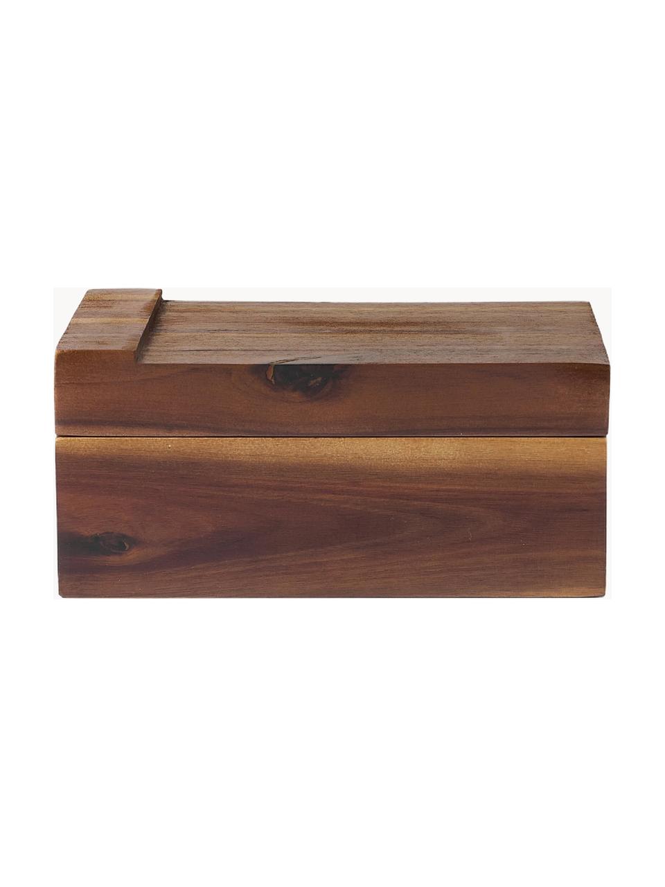 Set de cajas para especias de madera de acacia Wood, 7 pzas., Caja: madera de acacia, Cuchara: acero recubierto, Madera de acacia, Set de diferentes tamaños