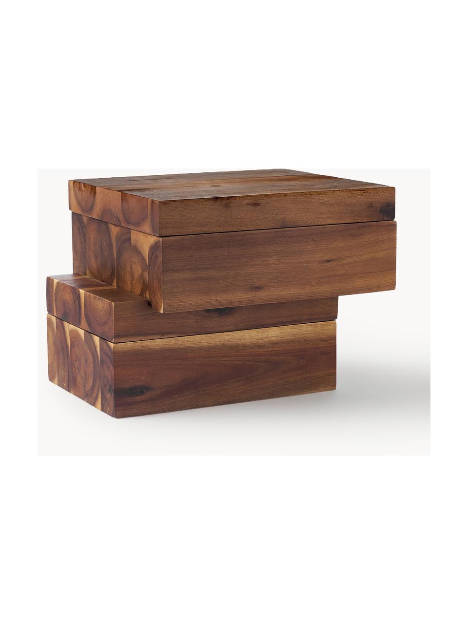 Set de cajas para especias de madera de acacia Wood, 7 pzas., Caja: madera de acacia, Cuchara: acero recubierto, Madera de acacia, Set de diferentes tamaños