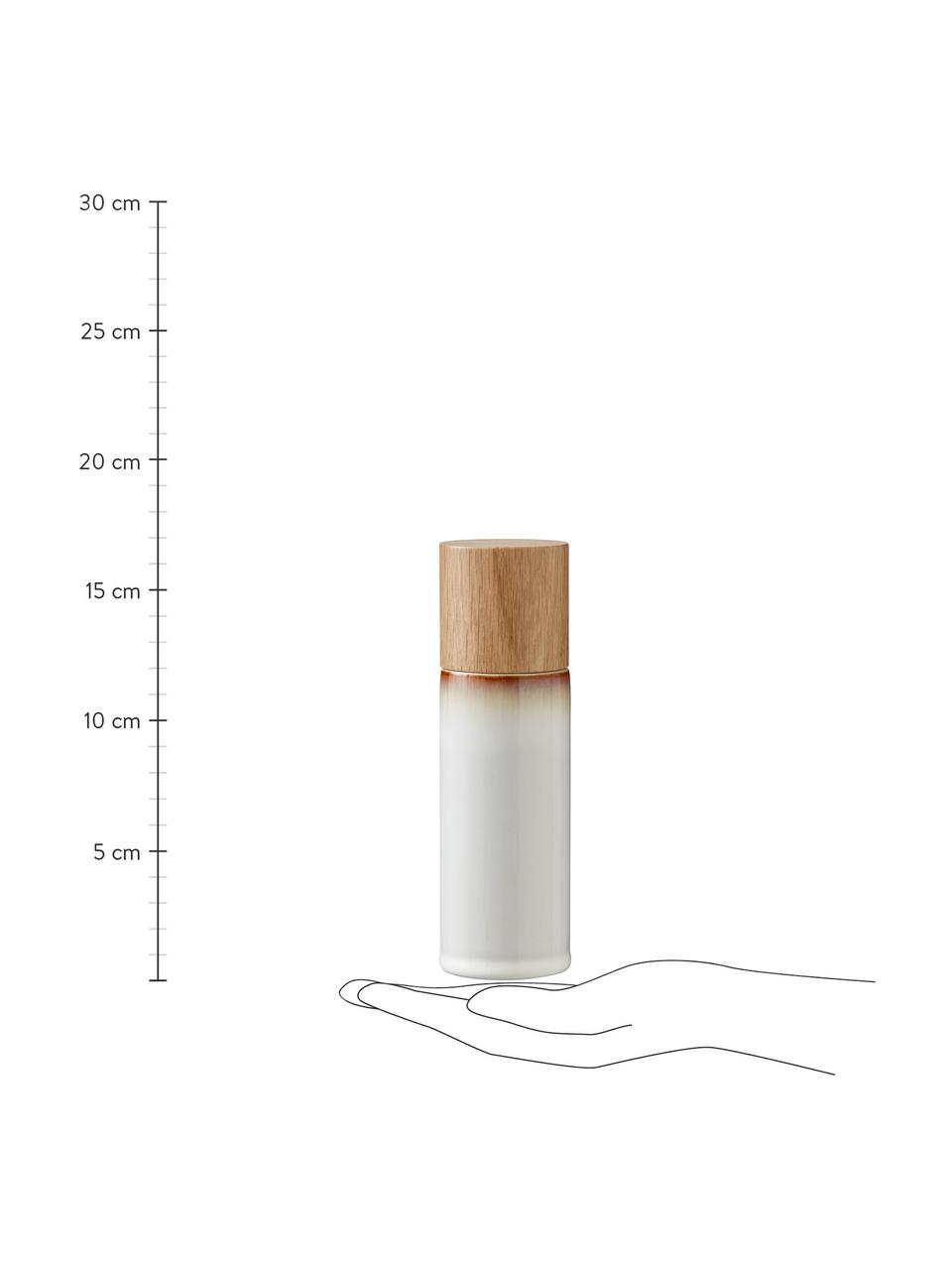Salière et poivrière Bizz, 2 élém., Blanc crème, brun, bois clair, Ø 5 x haut. 17 cm
