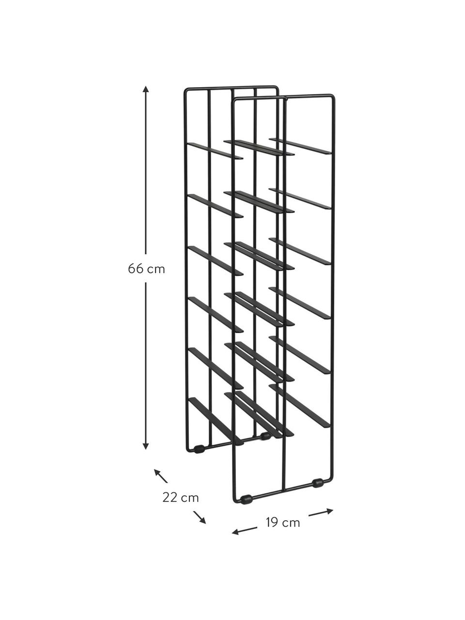 Wijnrek Pilare in zwart voor 12 flessen, Gepoedercoat metaal, Zwart, B 19 x H 66 cm