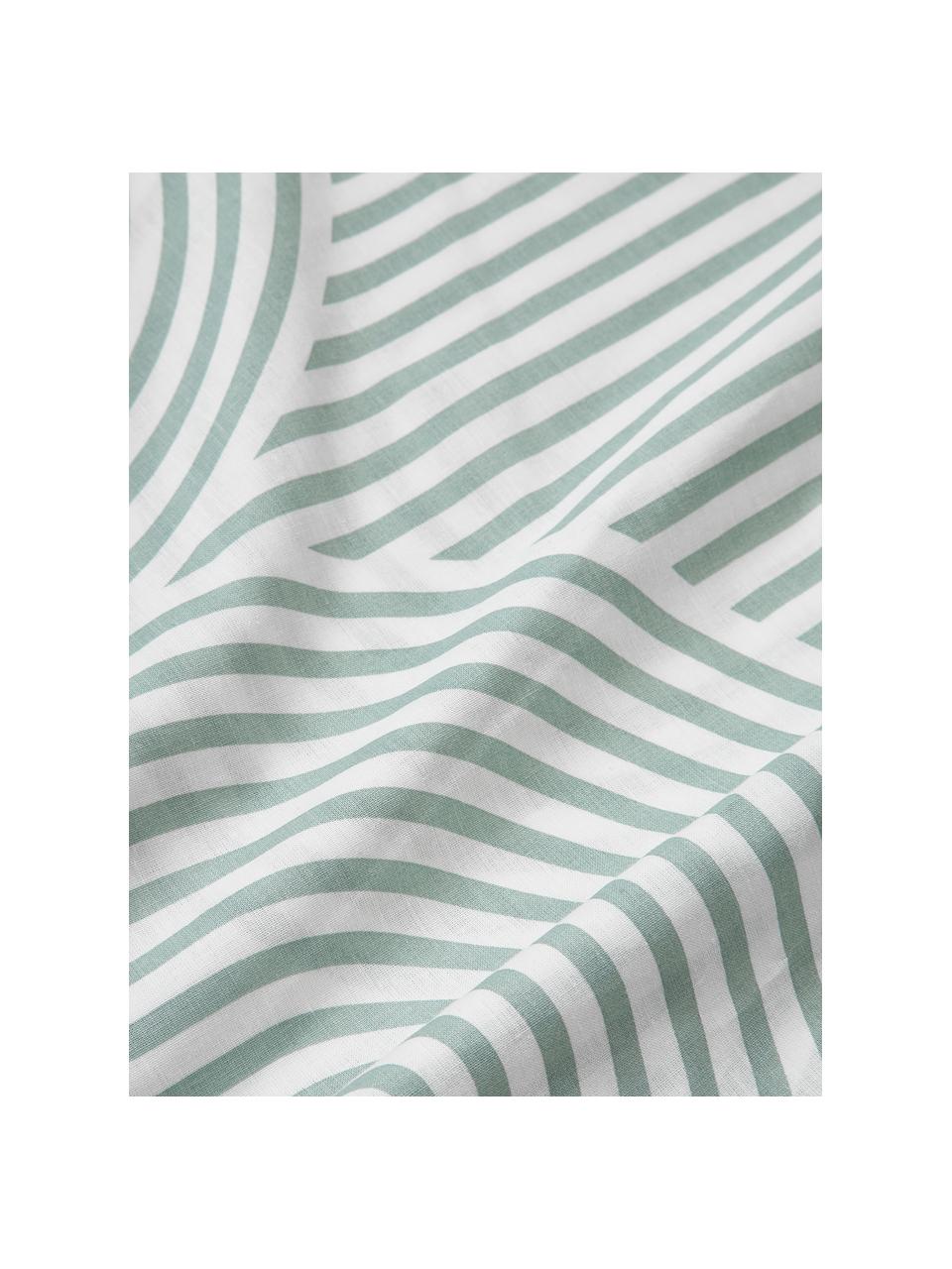 Vzorovaná bavlnená obliečka na paplón Arcs, Zelená, biela, Š 200 x D 200 cm