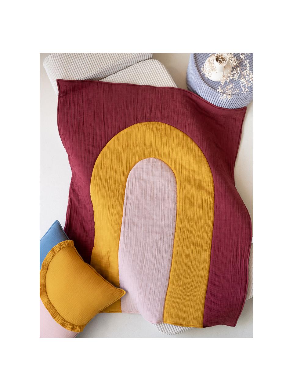 Couvre-lit pour bébé en mousseline à motif arc-en-ciel Cherry Pie, 100 % mousseline de coton, Rouge, jaune, rose, larg. 100 x long. 120 cm