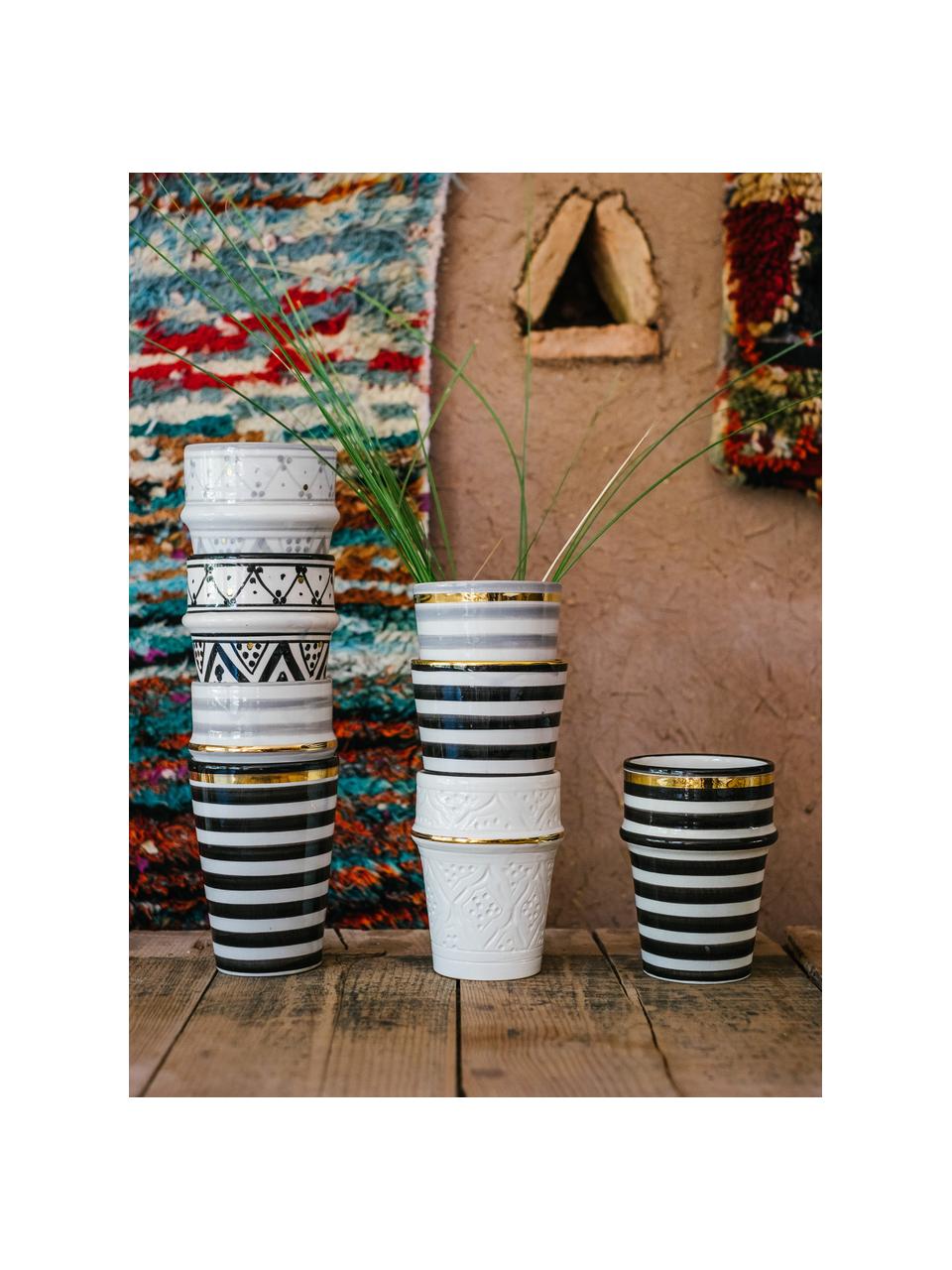 Ručne vyrobený hrnček v marockom štýle Assiette, Keramika, Čierna, krémová, zlatá, Ø 8 x V 11 cm, 300 ml
