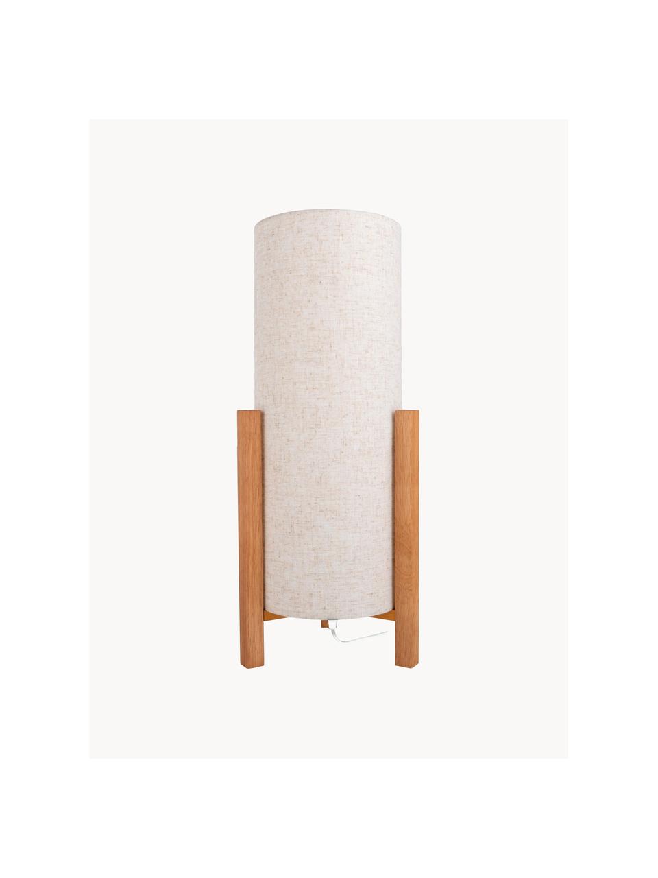 Lampada da tavolo grande Matilda, Struttura: legno, Paralume: tessuto, Bianco crema, legno chiaro, Ø 22 x Alt. 52 cm