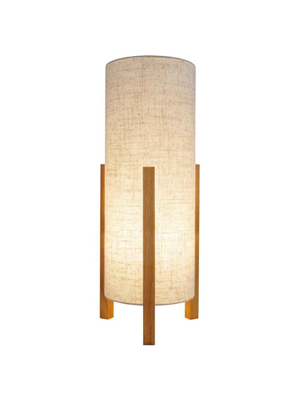 Lampada da tavolo grande Matilda, Struttura: legno, Paralume: tessuto, Bianco crema, legno chiaro, Ø 22 x Alt. 52 cm