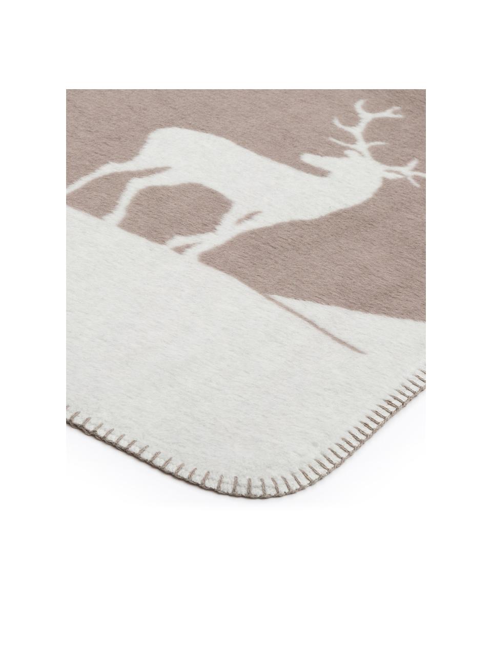 Manta doble cara de tela polar Savona Hirsch, Beige, blanco, An 150 x L 200 cm