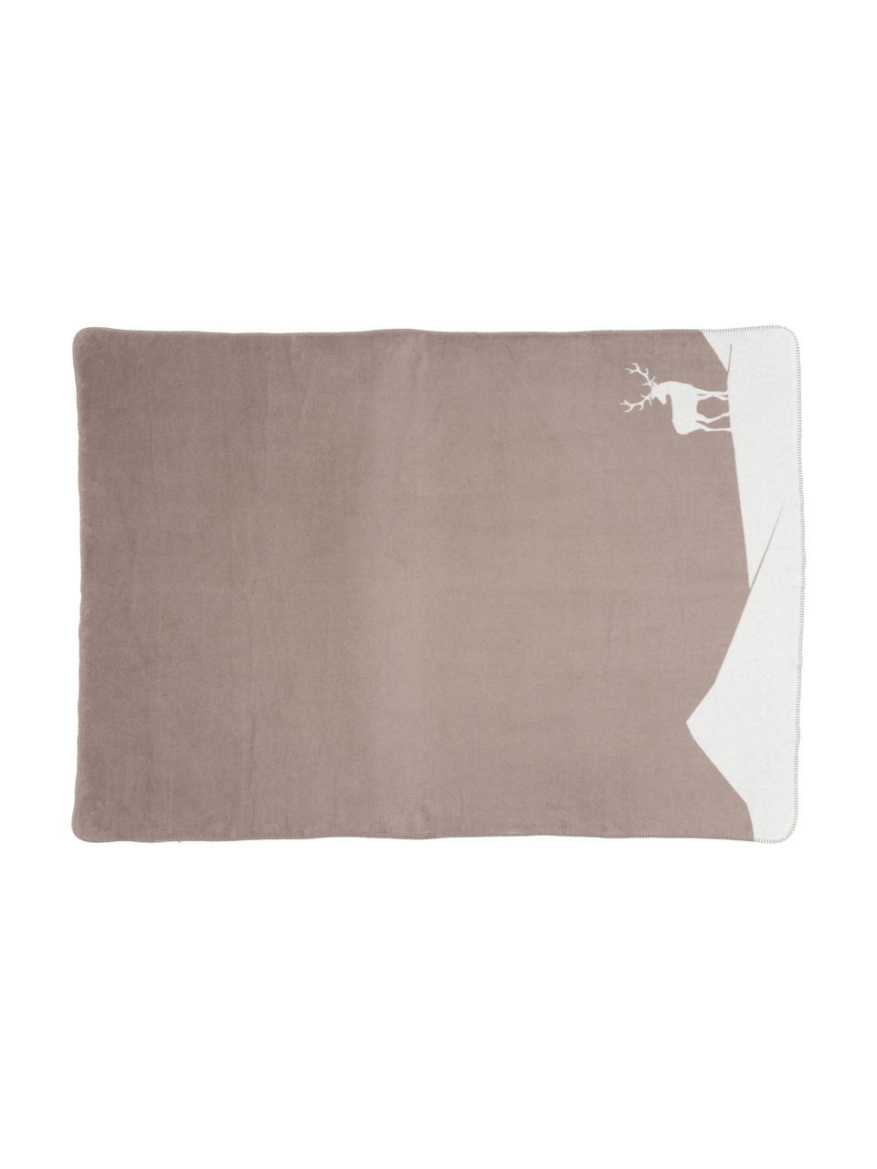 Manta doble cara de tela polar Savona Hirsch, Beige, blanco, An 150 x L 200 cm