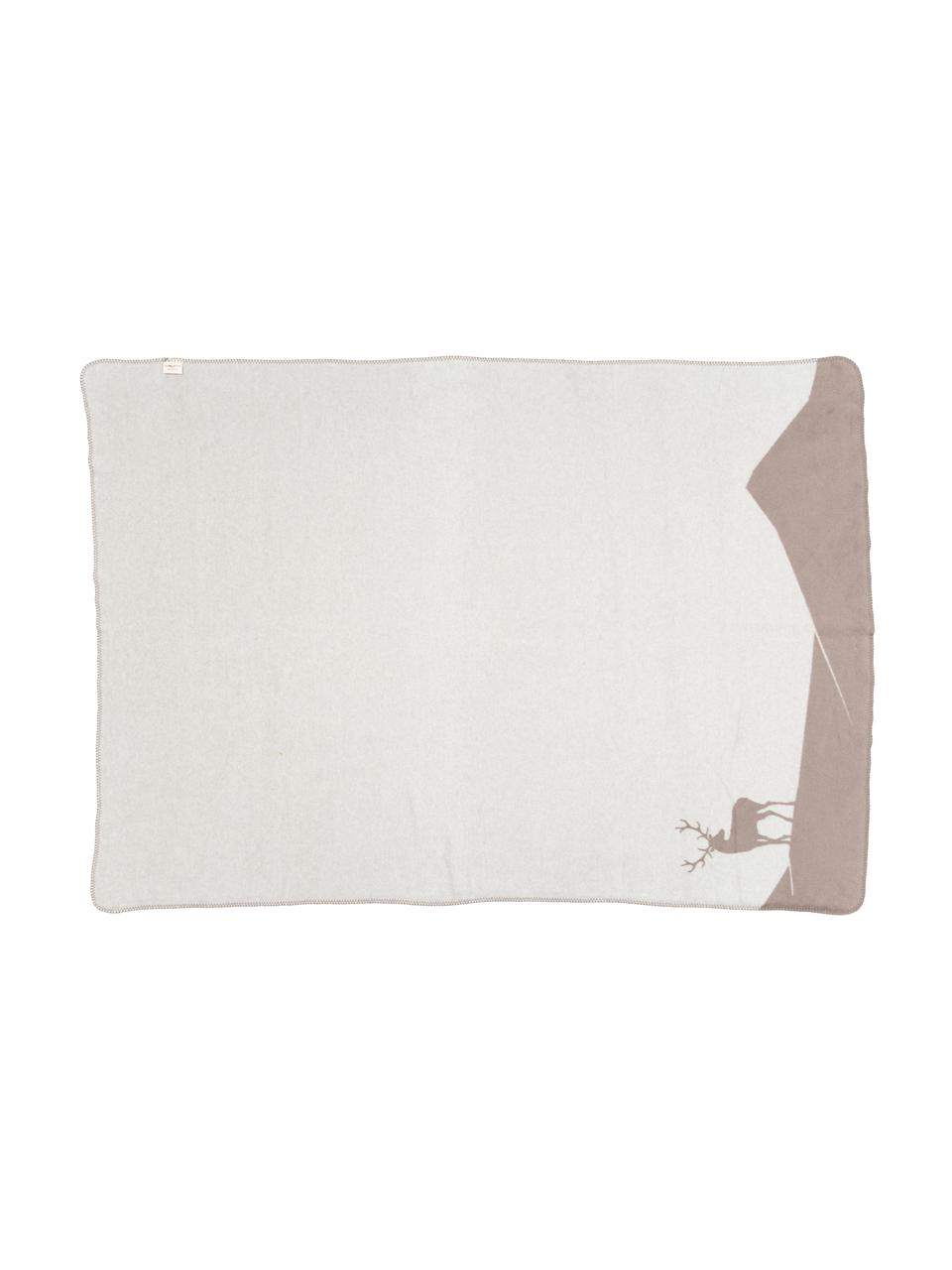 Manta doble cara de tela polar Savona Hirsch, Beige, blanco, An 150 x L 200 cm