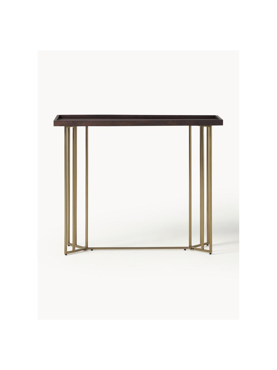 Console avec plateau en bois massif Luca, Manguier, cadre doré, larg. 100 x prof. 35 cm