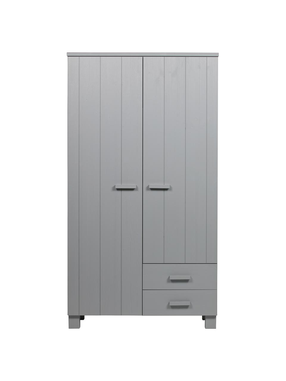 Armadio a 2 ante in legno grigio chiaro Dennis, Grigio cemento, Larg. 111 x Alt. 202 cm