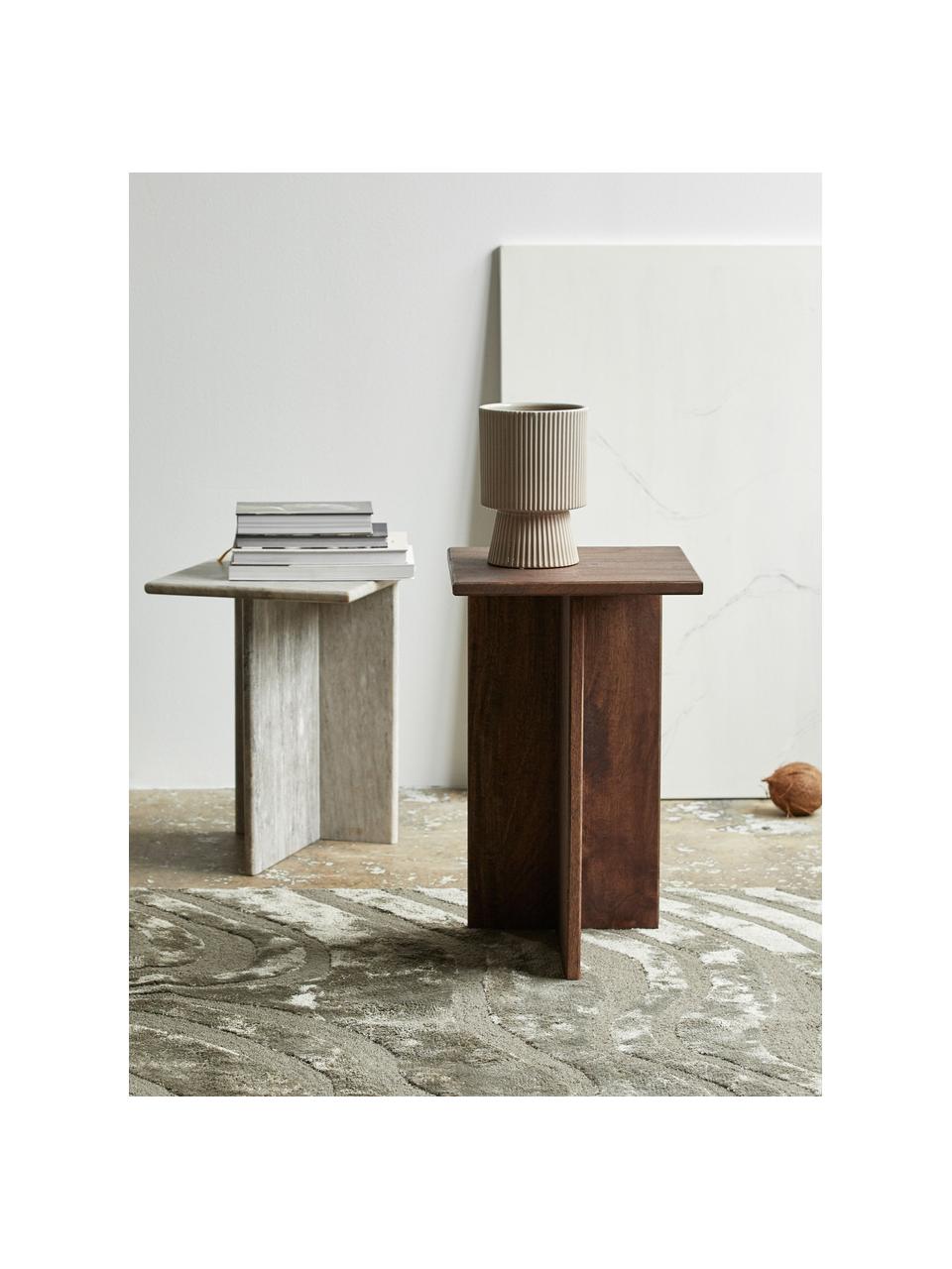 Tables d'appoint en marbre et bois de manguier Glina, 2 élém., Bois de manguier, gris, marbré, Lot de différentes tailles