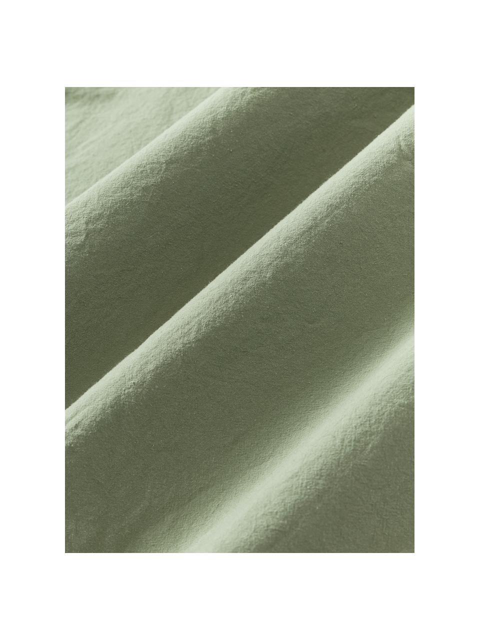 Copripiumino in cotone lavato Darlyn, 100% cotone
Densità dei fili 150, qualità standard

La biancheria da letto in cotone è piacevolmente morbida sulla pelle, assorbe bene l'umidità ed è adatta per chi soffre di allergie

Uno speciale processo di lavaggio conferisce al tessuto un aspetto stonewash robusto e irregolare. Questo rende anche il tessuto morbido ed elastico al tatto e gli conferisce un aspetto stropicciato naturale che non richiede stiratura e trasuda intimità.

Il materiale utilizzato in questo prodotto è testato per le sostanze nocive e certificato secondo lo STANDARD 100 by OEKO-TEX®, 4265CIT, CITEVE, Verde oliva, Larg. 200 x Lung. 200 cm