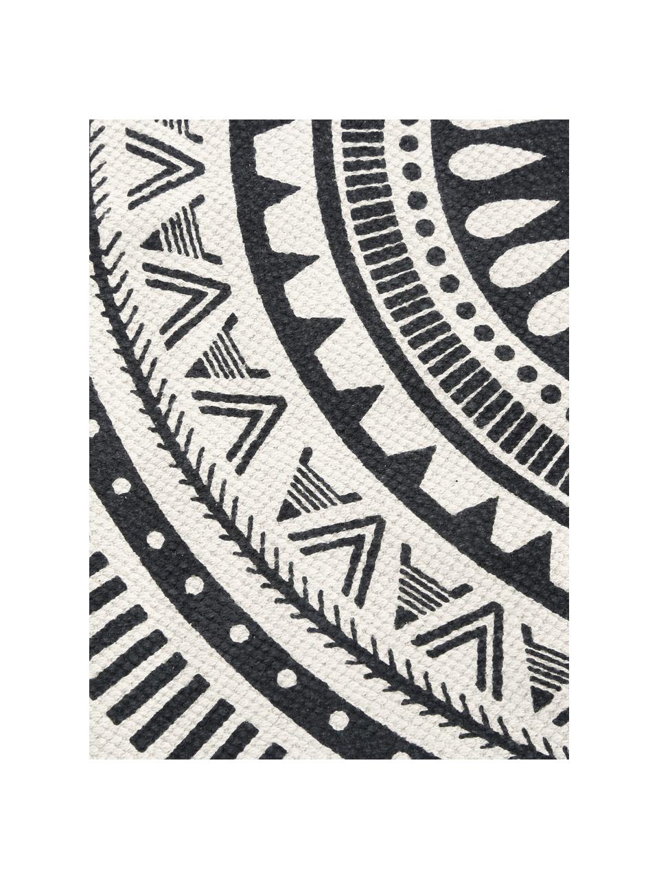 Tapis rond en coton D120cm NOMADE - Noir et blanc - Veo shop