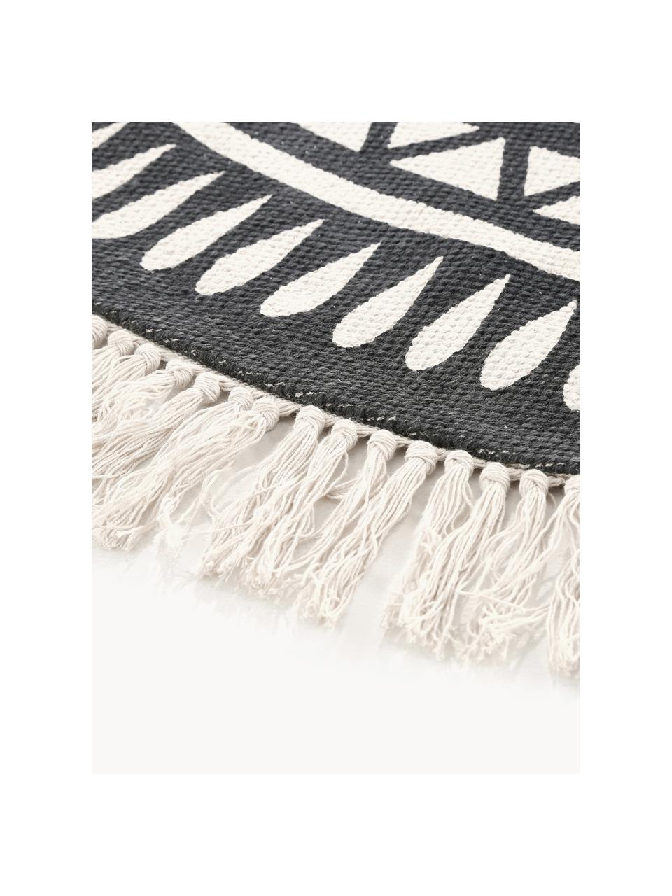 Tapis rond noir et blanc Benji, 100 % coton

Le matériau est certifié STANDARD 100 OEKO-TEX®, 21.HIN.90042, HOHENSTEIN HTTI, Noir, beige, Ø 150 cm (taille M)