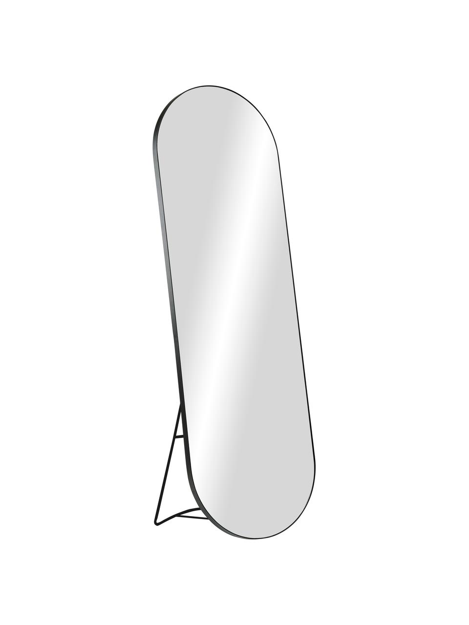Ovaler Standspiegel Stano mit schwarzem Metallrahmen, Rahmen: Metall, beschichtet, Spiegelfläche: Spiegelglas, Schwarz, B 55 x H 170 cm