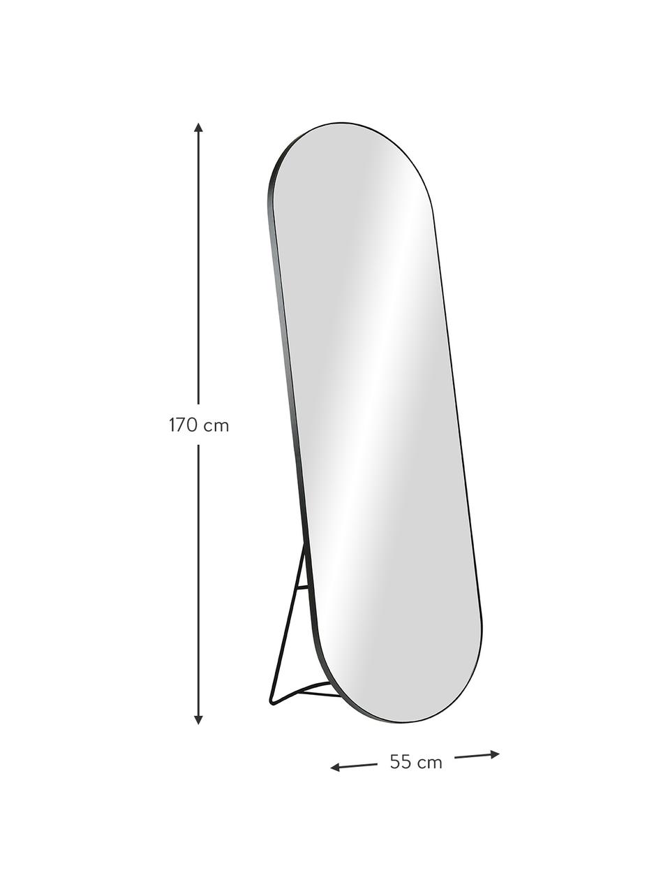 Oválne stojacie zrkadlo Stano, Čierna, Š 55 x V 170 cm