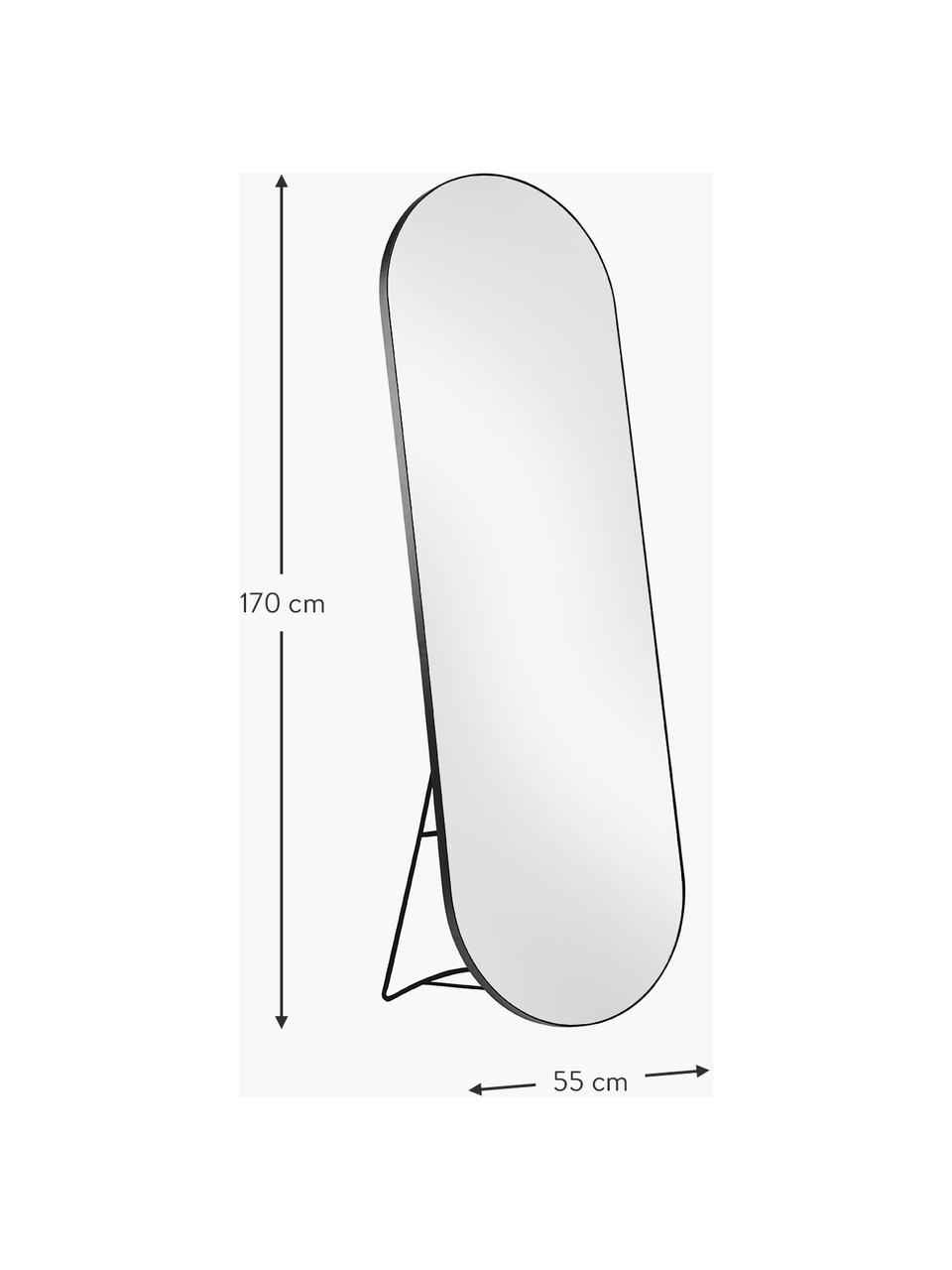 Ovaler Standspiegel Stano, Rahmen: Metall, beschichtet, Spiegelfläche: Spiegelglas, Schwarz, B 55 x H 170 cm