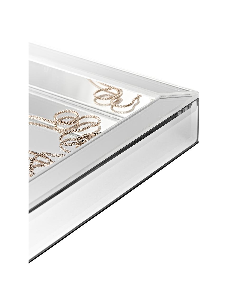 Decoratief dienblad Melvin met spiegeleffect, Dienblad: glas, MDF, Onderzijde: fluweel (100 % polyester), Chroomkleurig, B 30 x D 20 cm