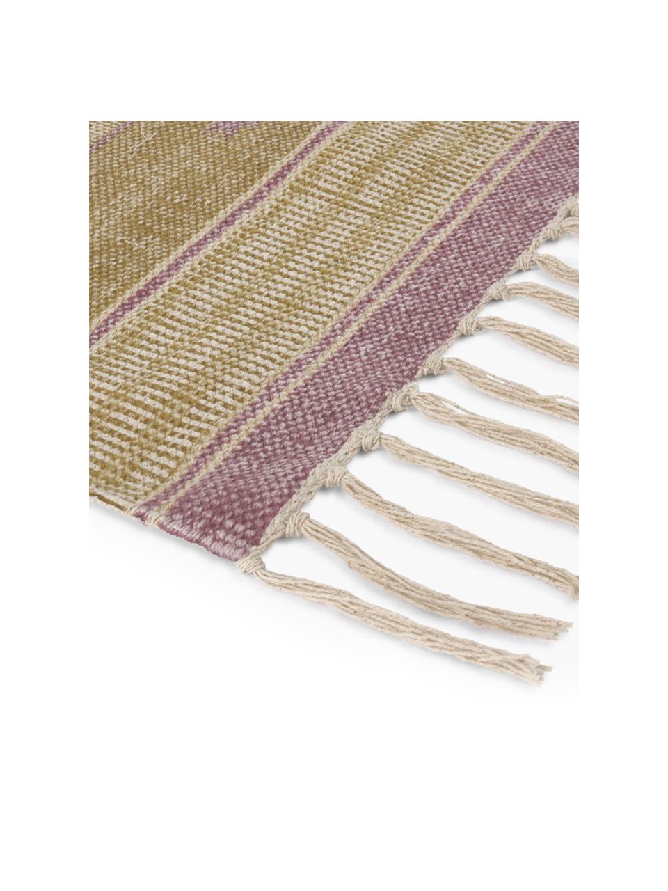 Teppich Kamel im Ethno Style, 100% Baumwolle, Senfgelb, Beige, Lila, Blau, B 150 x L 200 cm (Größe S)