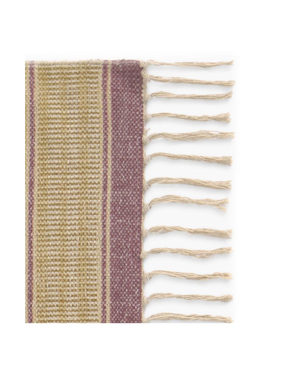 Teppich Kamel im Ethno Style, 100% Baumwolle, Senfgelb, Beige, Lila, Blau, B 150 x L 200 cm (Größe S)