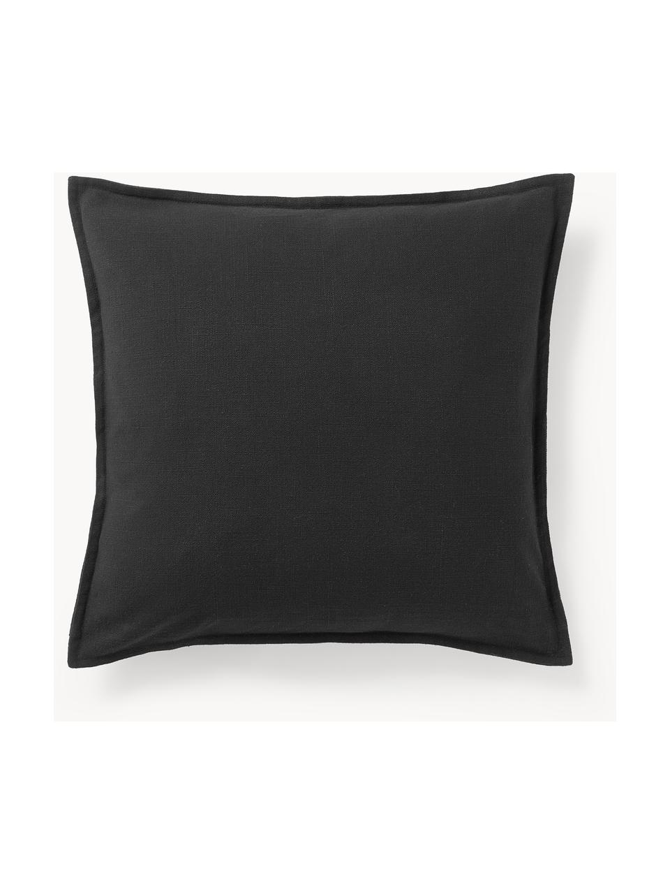 Housse de coussin 50x50 en coton Vicky, 100 % coton bio, Noir, larg. 50 x long. 50 cm