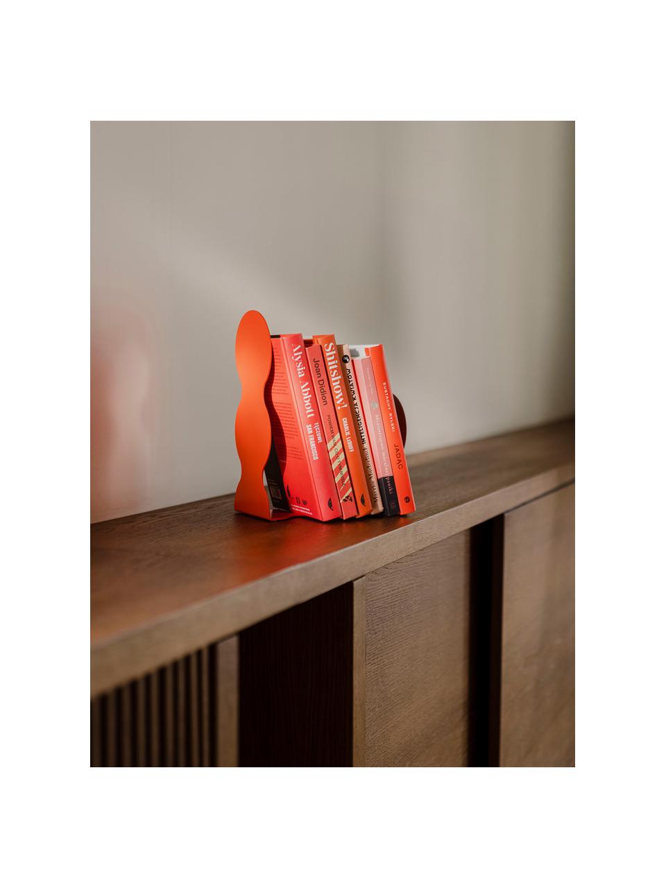 Podpórka do książek Fala, Metal malowany proszkowo, Czerwony, S 21 x W 26 cm