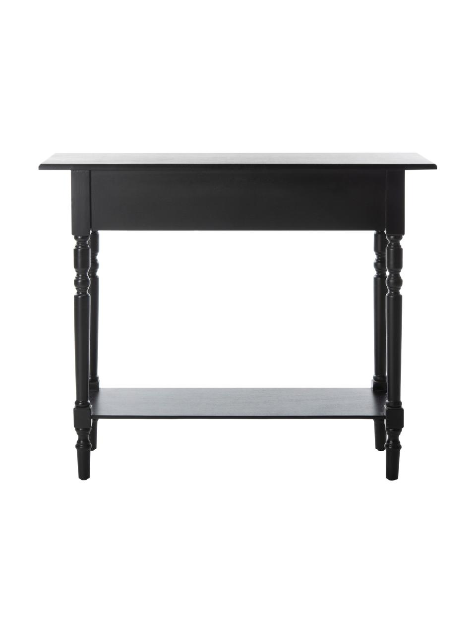 Consolle con 2 cassetti Zoe, Legno di pino verniciato, Nero, Larg. 93 x Prof. 33 cm