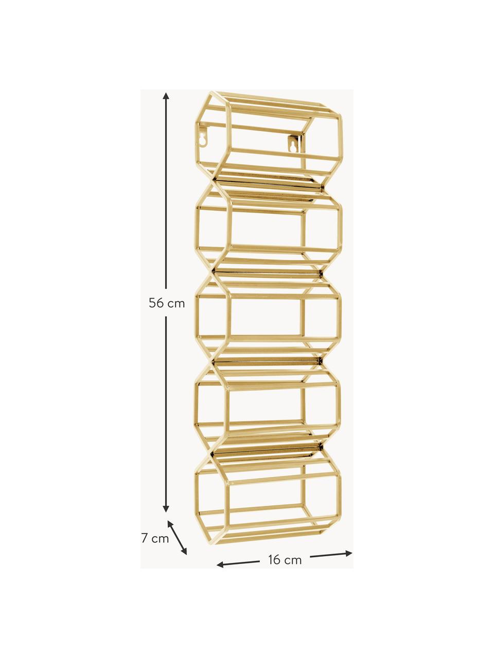 Nástenný regál na víno na 5 fliaš Irena, Lakovaný kov, Odtiene zlatej, Š 16 x V 56 cm