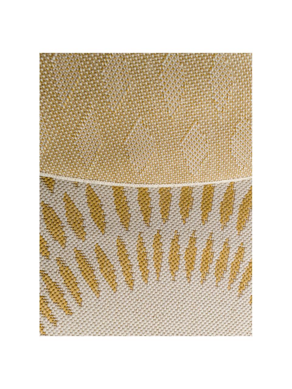 Tapis rond d'extérieur aspect sisal Diamond, 100 % polypropylène, Jaune, blanc crème, Ø 160 cm (taille L)