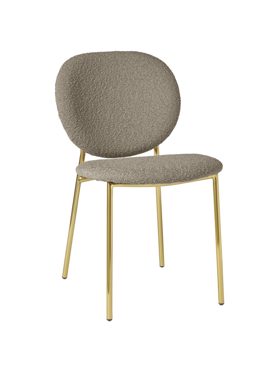 Krzesło tapicerowane bouclé Ulrica, 2 szt., Tapicerka: bouclé (100% poliester) D, Nogi: metal powlekany, Beżowy bouclé, odcienie złotego, S 47 x G 61 cm